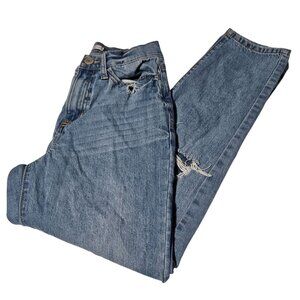 SO High Rise Curvy Mom Jeans Womens Size 1 Light Wash Ripped Denim Pants Juniors